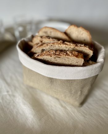 Panière de pain grège en lin lavé Laurence Carroy made in France