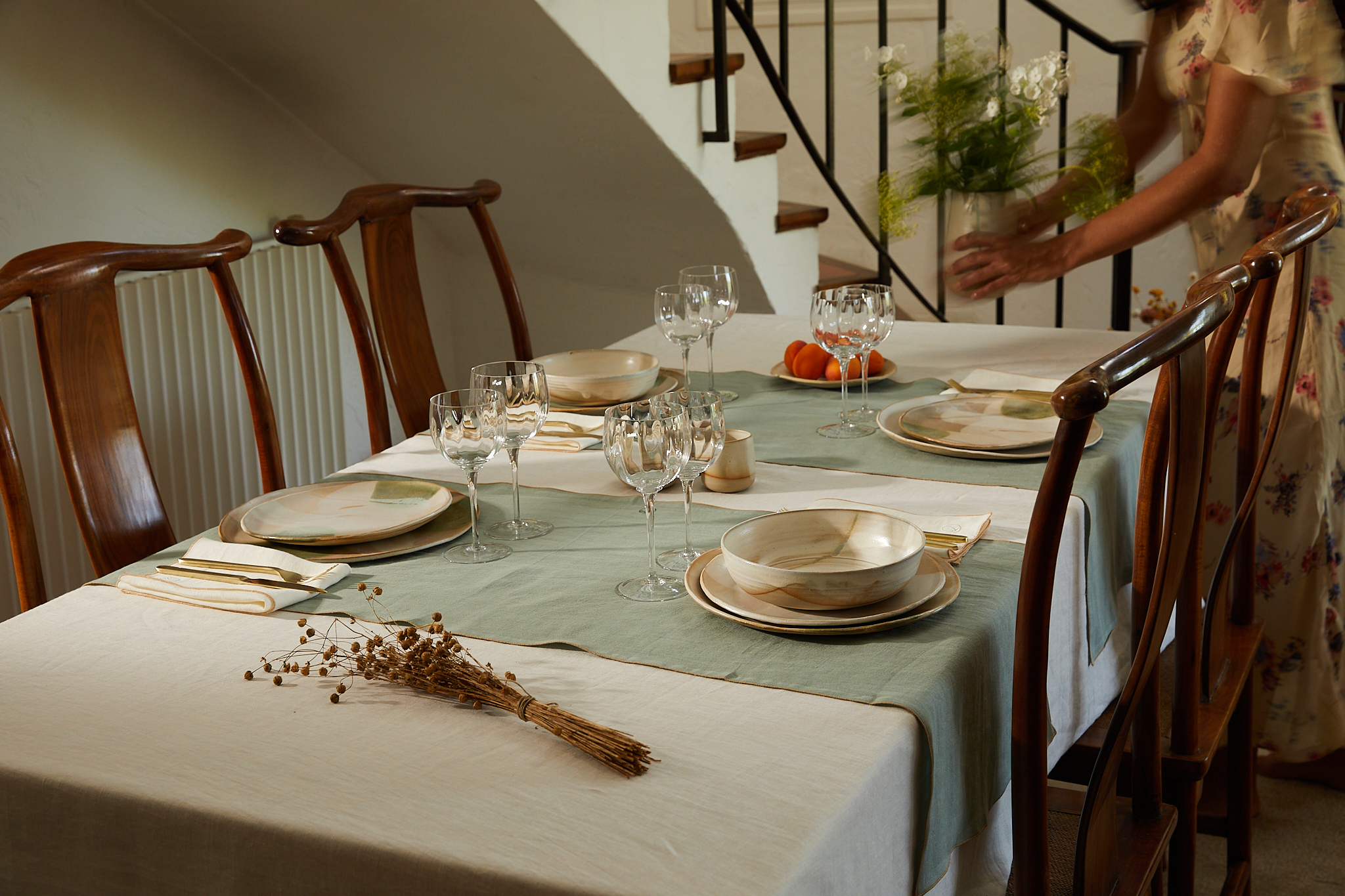 Table drapé de lin lavé Laurence Carroy