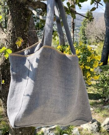 Laurence-carroy-sac-cabas-lin-bleu/gris-fabrication-française